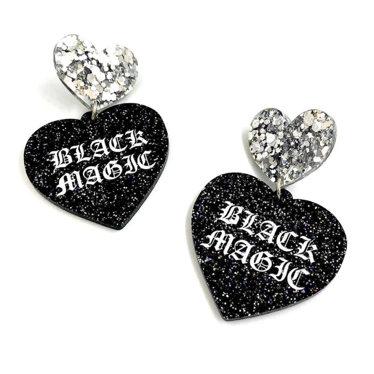 'Black Magic' Heart Earrings