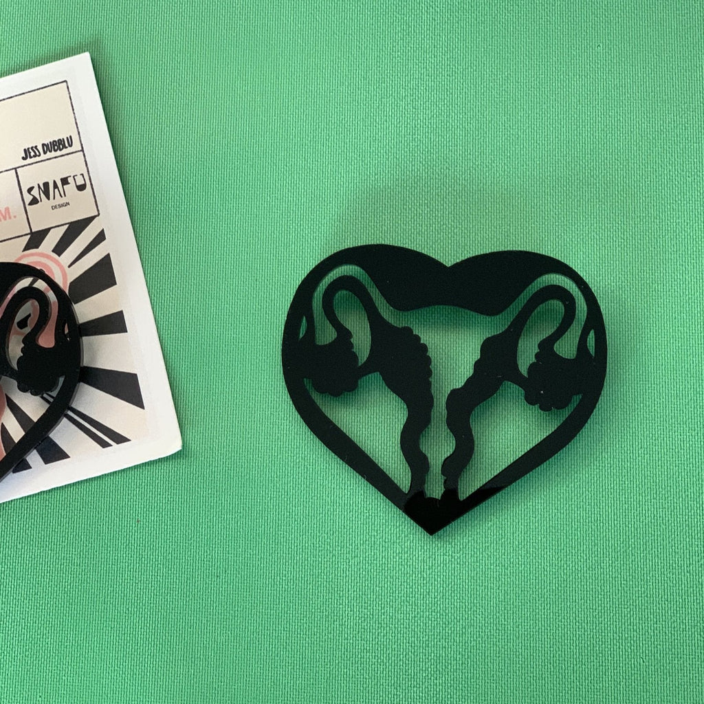 Uterus Acrylic brooch - Black