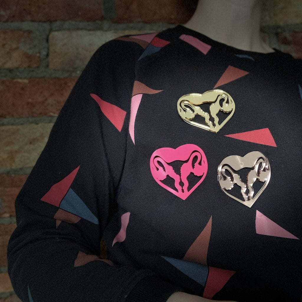 Uterus Acrylic brooch - Gold