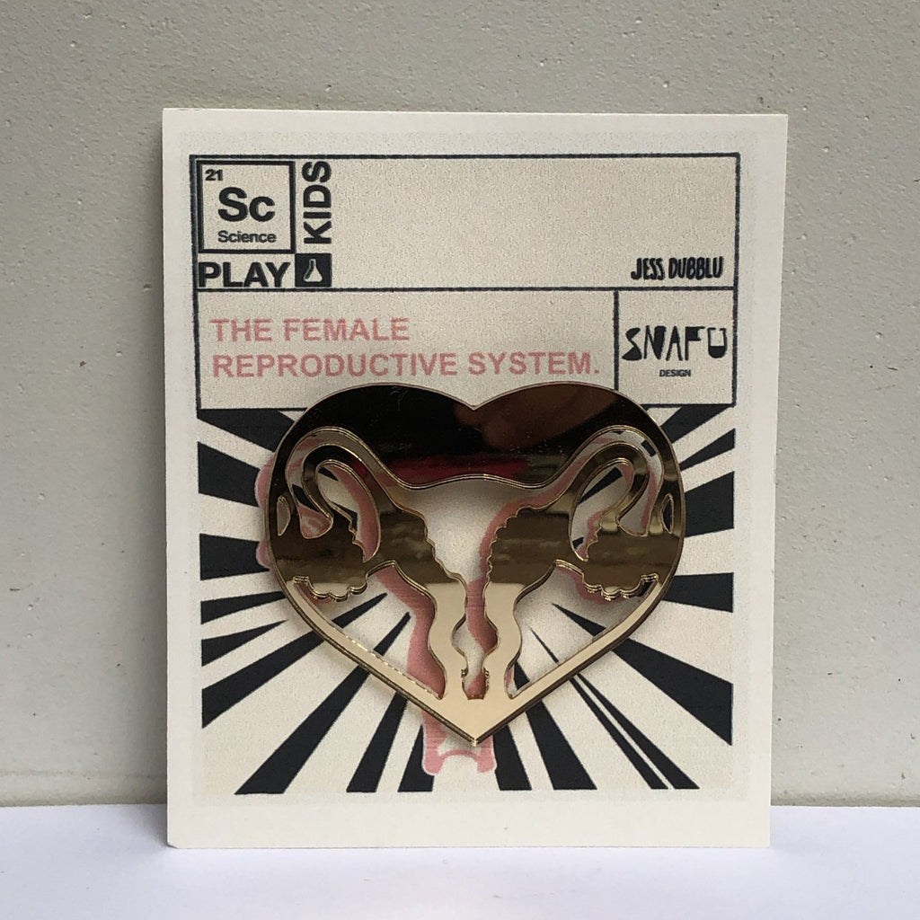 Uterus Acrylic brooch - Gold