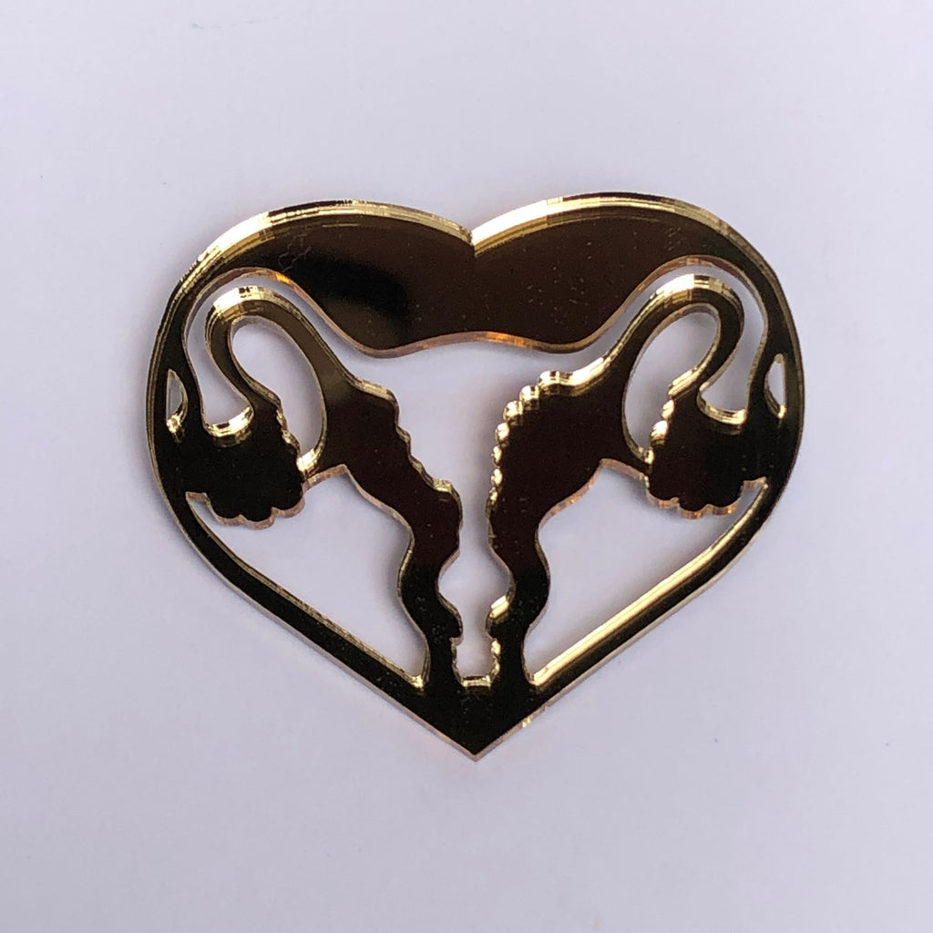 Uterus Acrylic brooch - Gold