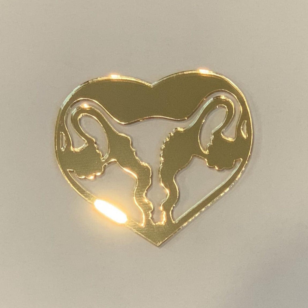 Uterus Acrylic brooch - Gold