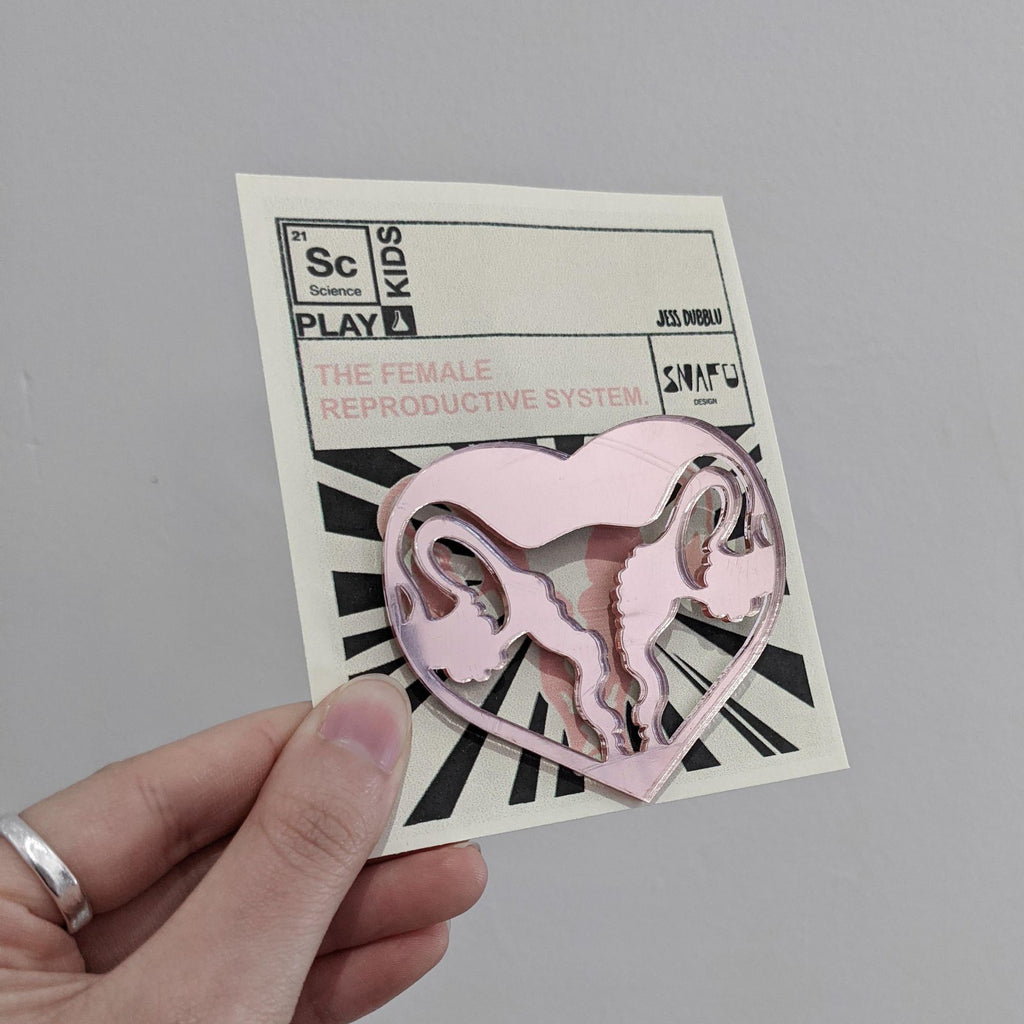 Uterus Acrylic brooch - Rose Gold