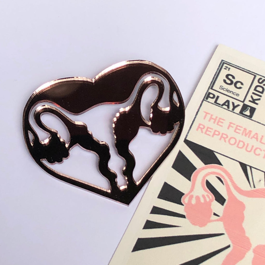 Uterus Acrylic brooch - Rose Gold