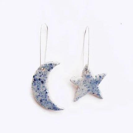Ceramic Earrings - Moon & Star