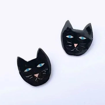 Lucky Black Cat Ceramic Brooch