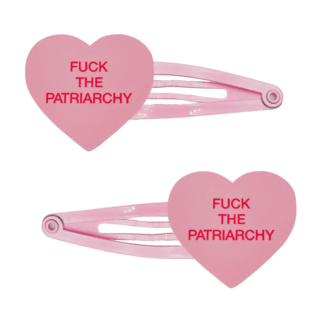 Fuck the Patriarchy Hair Clips - Pink