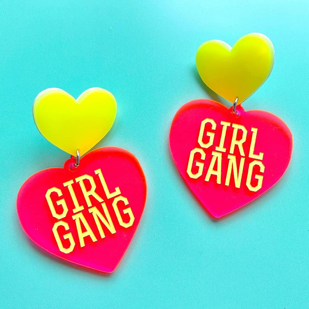 'Girl Gang' Neon Heart Earrings
