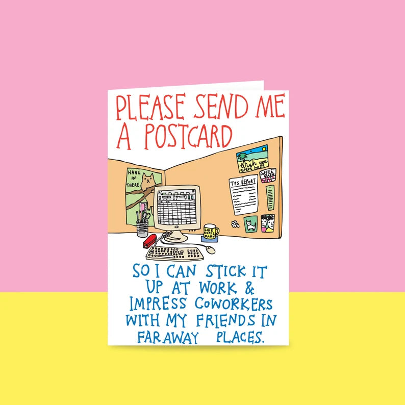 Going Away Card - Please Send Me A Postcard