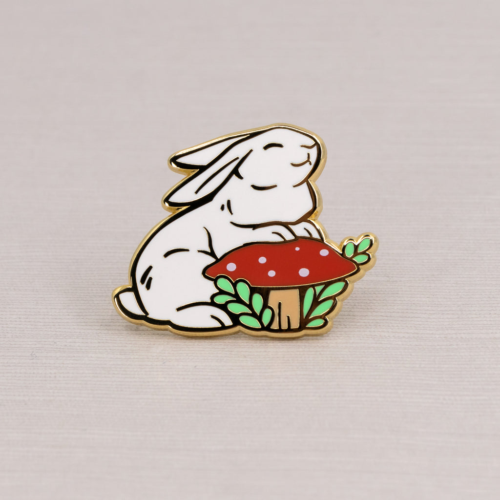 Mushroom Rabbit (White) Enamel Pin