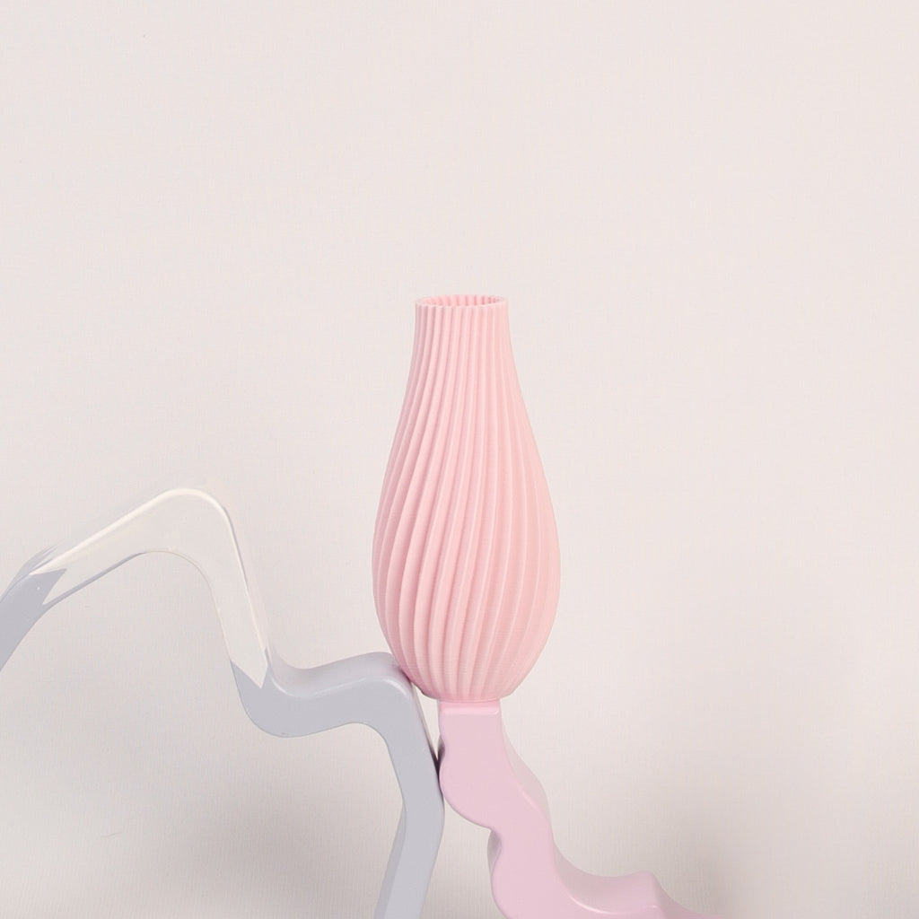 3D Printed Vase - Baby Pink Matte Dewdrop