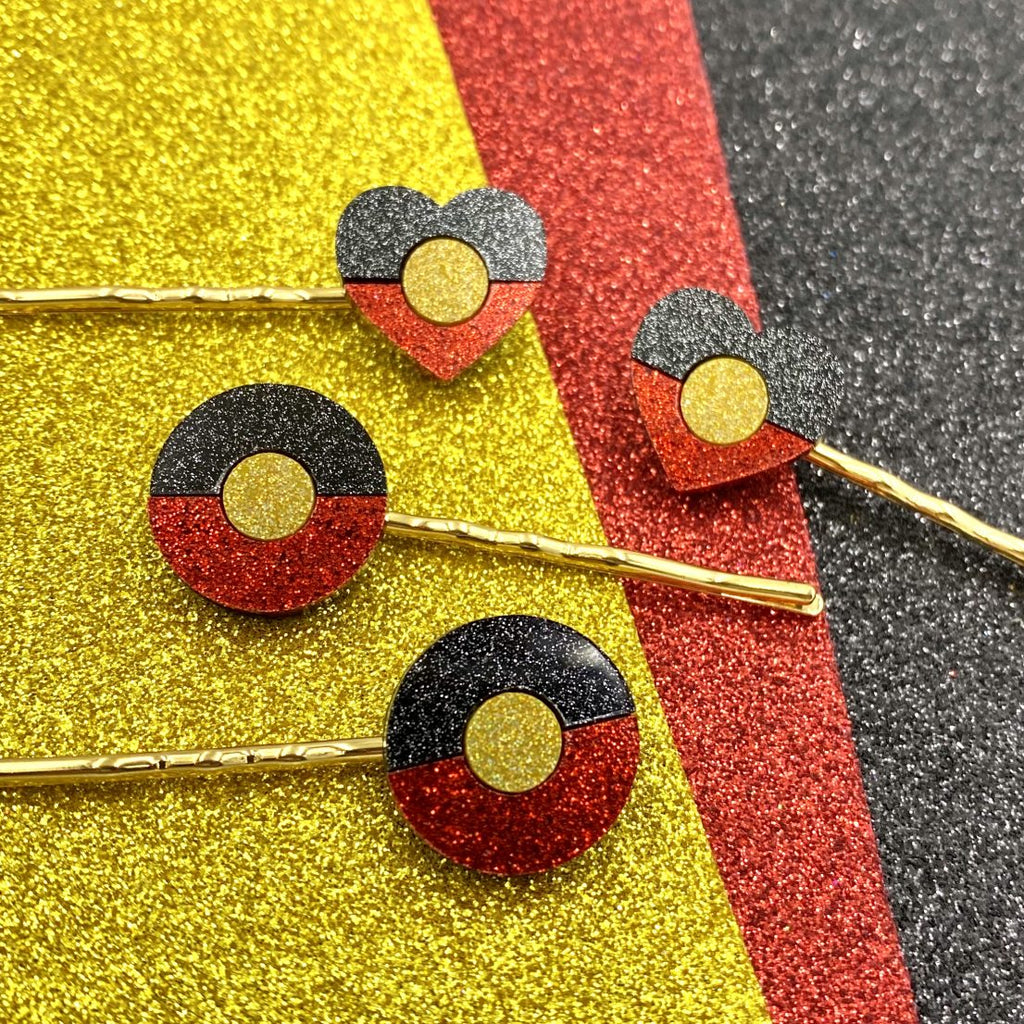 "Indigenous Pride" Hair Pin - Gold/ Aboriginal Heart