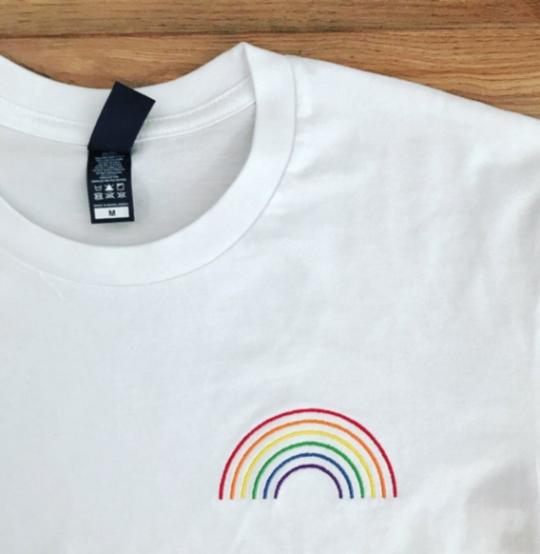 Rainbow Embroidered T Shirt